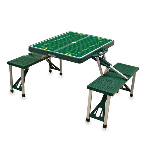 Oregon Ducks Football Picnic Table with Seats - Hunter Green - Click Image to Close