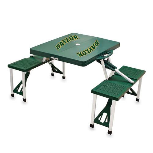 Baylor Bears Folding Picnic Table with Seats - Hunter Green - Click Image to Close