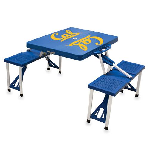 Cal Golden Bears Folding Picnic Table with Seats - Blue - Click Image to Close