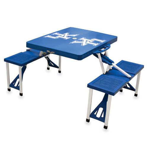 Kentucky Wildcats Folding Picnic Table with Seats - Blue - Click Image to Close