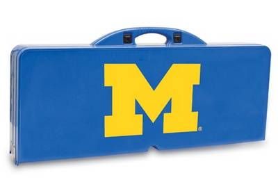 Michigan Wolverines Folding Picnic Table with Seats - Blue - Click Image to Close