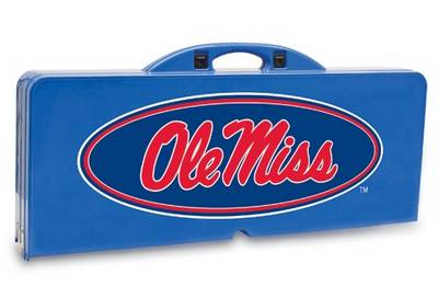 Ole Miss Rebels Folding Picnic Table with Seats - Blue - Click Image to Close