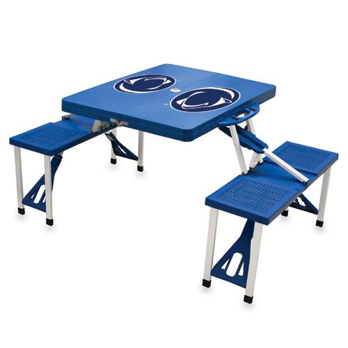 Penn State Nittany Lions Folding Picnic Table with Seats - Blue - Click Image to Close