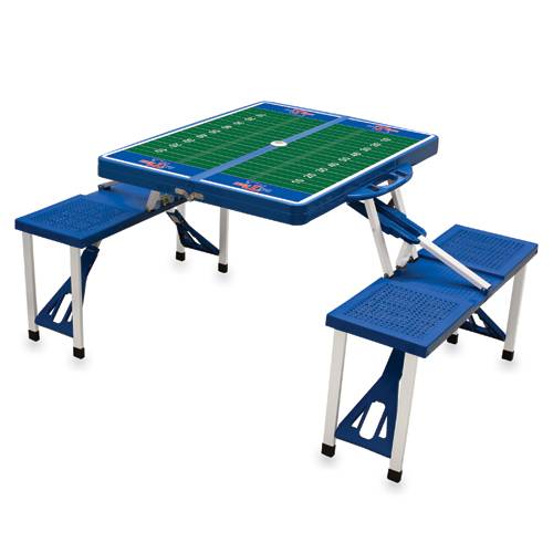 Louisiana Tech Bulldogs Football Picnic Table with Seats - Blue - Click Image to Close