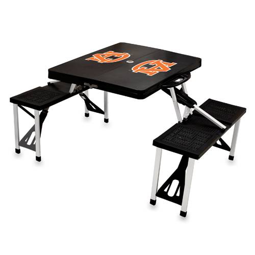 Auburn Tigers Folding Picnic Table with Seats - Black - Click Image to Close