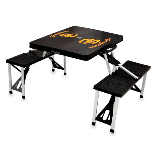 USC Trojans Folding Picnic Table with Seats - Black - Click Image to Close