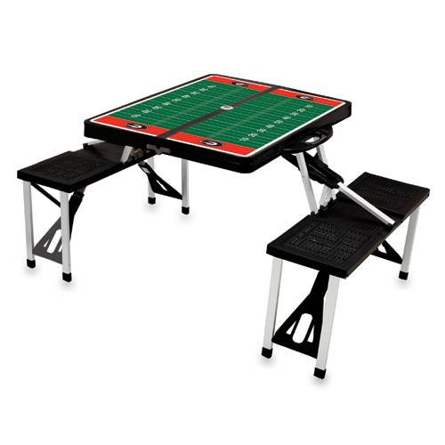 Georgia Bulldogs Football Picnic Table with Seats - Black - Click Image to Close