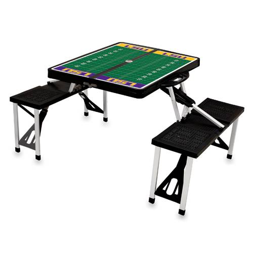 LSU Tigers Football Picnic Table with Seats - Black - Click Image to Close