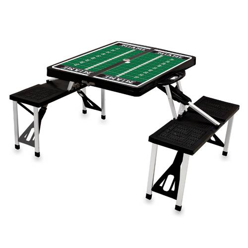 Miami RedHawks Football Picnic Table with Seats - Black - Click Image to Close