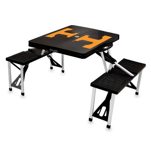 Tennessee Volunteers Folding Picnic Table with Seats - Black - Click Image to Close