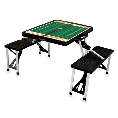 Tennessee Volunteers Football Picnic Table with Seats - Black - Click Image to Close