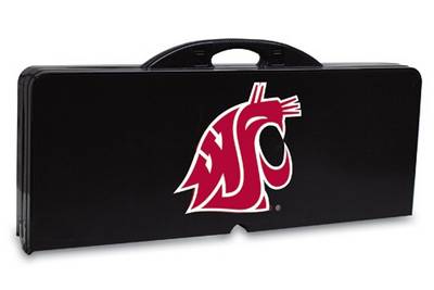 Washington State Cougars Folding Picnic Table with Seats - Black - Click Image to Close