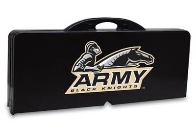 Army Black Knights Folding Picnic Table with Seats - Black - Click Image to Close