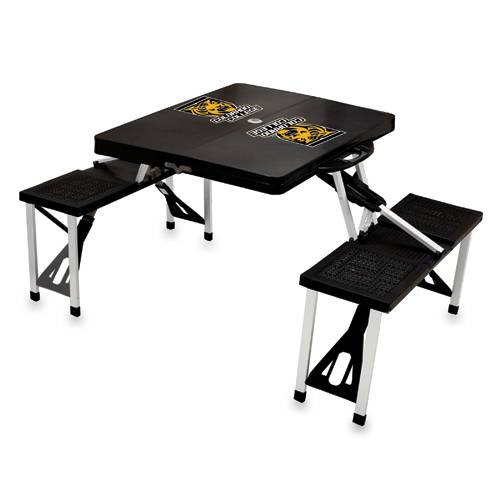 Colorado College Tigers Folding Picnic Table with Seats - Black - Click Image to Close