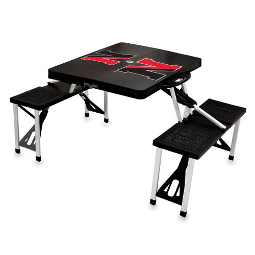 Northeastern Huskies Folding Picnic Table with Seats - Black - Click Image to Close