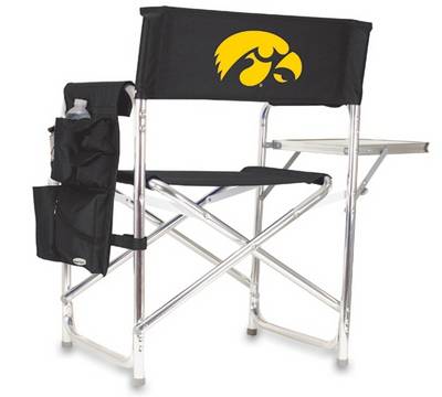 Iowa Hawkeyes Sports Chair - Black Embroidered - Click Image to Close