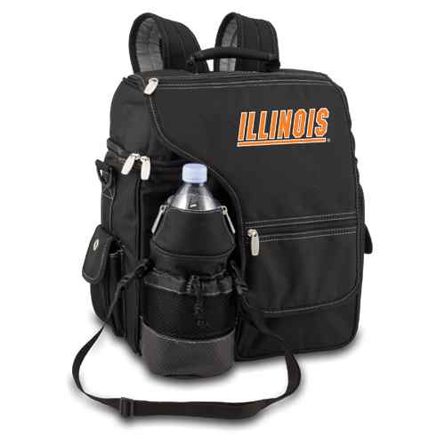 Illinois Fighting Illini Turismo Backpack - Black Embroidered - Click Image to Close