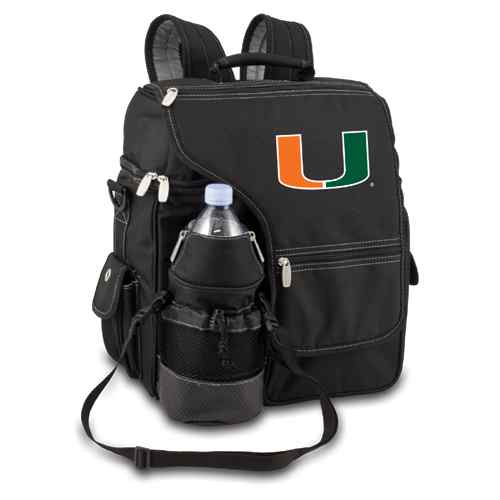 Miami Hurricanes Turismo Backpack - Black Embroidered - Click Image to Close