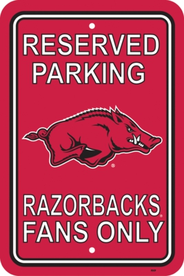 Arkansas Razorbacks 12" X 18" Plastic Parking Sign - Click Image to Close