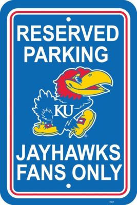 Kansas Jayhawks 12" X 18" Plastic Parking Sign - Click Image to Close