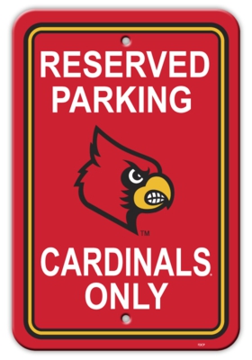 Louisville Cardinals 12" X 18" Plastic Parking Sign - Click Image to Close