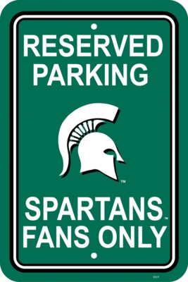 Michigan State Spartans 12" X 18" Plastic Parking Sign - Click Image to Close