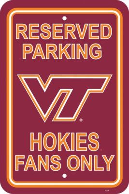 Virginia Tech Hokies 12" X 18" Plastic Parking Sign - Click Image to Close