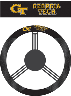 Georgia Tech Yellow Jackets Poly-Suede Steering Wheel Cover - Click Image to Close