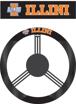 Illinois Fighting Illini Poly-Suede Steering Wheel Cover - Click Image to Close