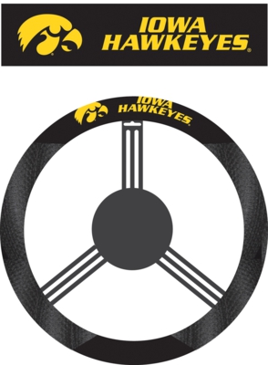 Iowa Hawkeyes Poly-Suede Steering Wheel Cover - Click Image to Close