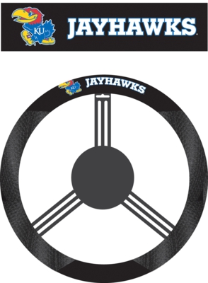 Kansas Jayhawks Poly-Suede Steering Wheel Cover - Click Image to Close