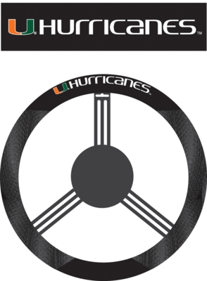 Miami Hurricanes Poly-Suede Steering Wheel Cover - Click Image to Close