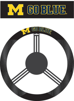Michigan Wolverines Poly-Suede Steering Wheel Cover - Click Image to Close