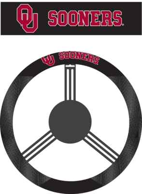 Oklahoma Sooners Poly-Suede Steering Wheel Cover - Click Image to Close