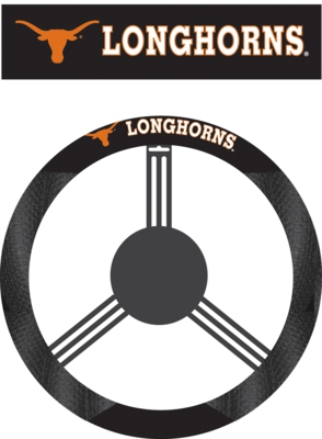 Texas Longhorns Poly-Suede Steering Wheel Cover - Click Image to Close