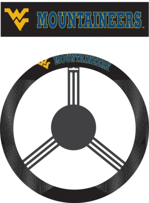 West Virginia Mountaineers Poly-Suede Steering Wheel Cover - Click Image to Close