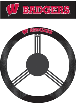 Wisconsin Badgers Poly-Suede Steering Wheel Cover - Click Image to Close
