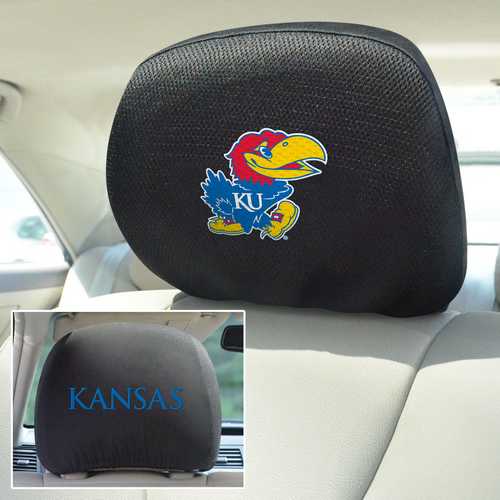 Kansas Jayhawks 2-Sided Headrest Covers - Set of 2 - Click Image to Close