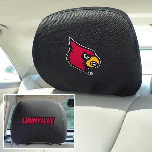 Louisville Cardinals 2-Sided Headrest Covers - Set of 2 - Click Image to Close