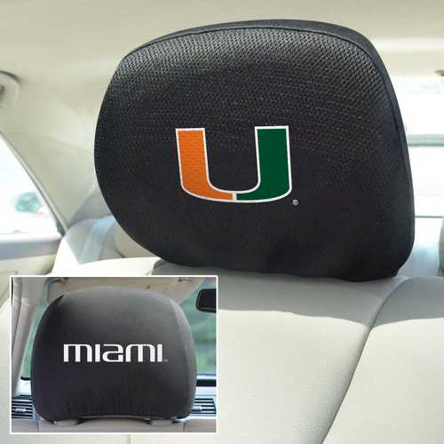 Miami Hurricanes 2-Sided Headrest Covers - Set of 2 - Click Image to Close