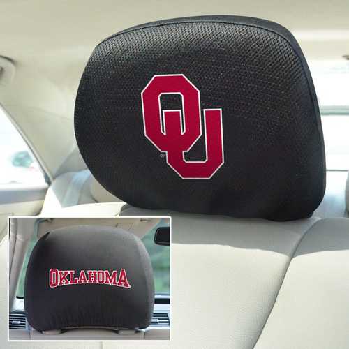 Oklahoma Sooners 2-Sided Headrest Covers - Set of 2 - Click Image to Close