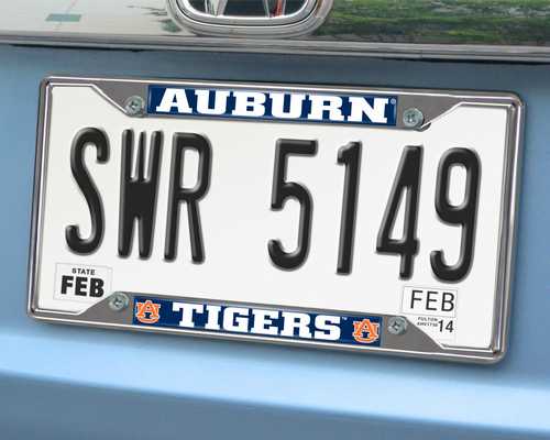 Auburn Tigers Chromed Metal License Plate Frame - Click Image to Close