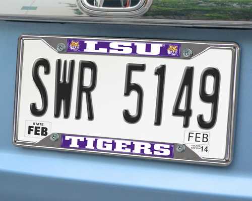 LSU Tigers Chromed Metal License Plate Frame - Click Image to Close
