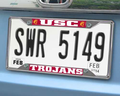 USC Trojans Chromed Metal License Plate Frame - Click Image to Close