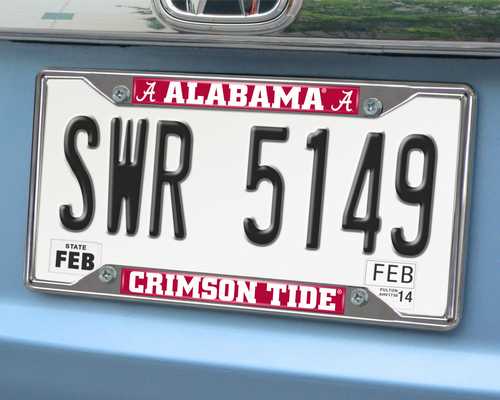 Alabama Crimson Tide Chromed Metal License Plate Frame - Click Image to Close