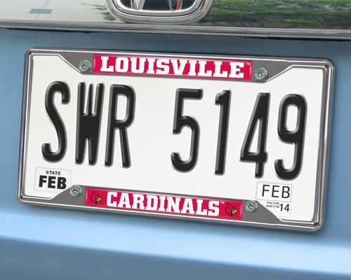 Louisville Cardinals Chromed Metal License Plate Frame - Click Image to Close