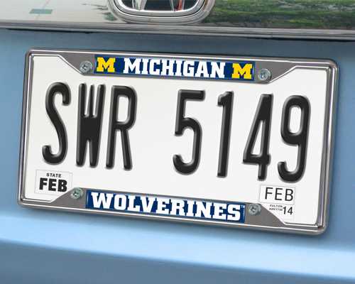 Michigan Wolverines Chromed Metal License Plate Frame - Click Image to Close