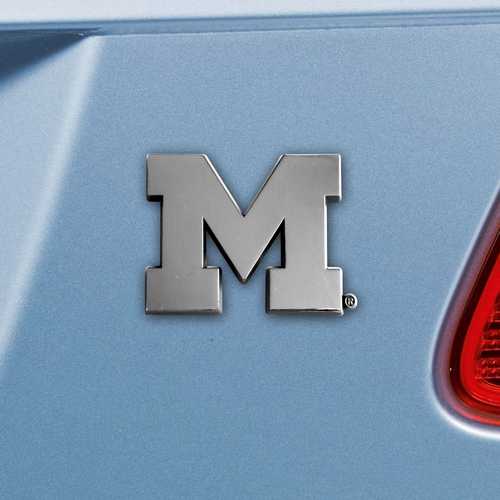 University of Michigan Wolverines 3D Chromed Metal Car Emblem - Click Image to Close