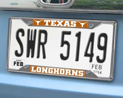 Texas Longhorns Chromed Metal License Plate Frame - Click Image to Close