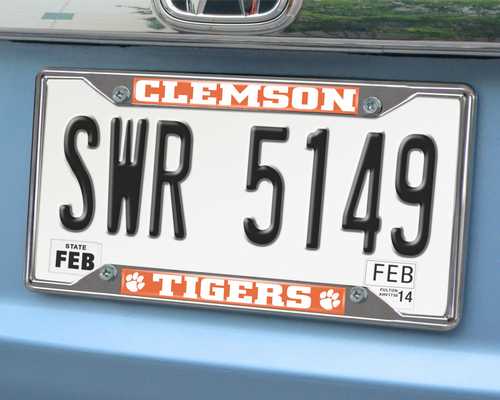 Clemson Tigers Chromed Metal License Plate Frame - Click Image to Close